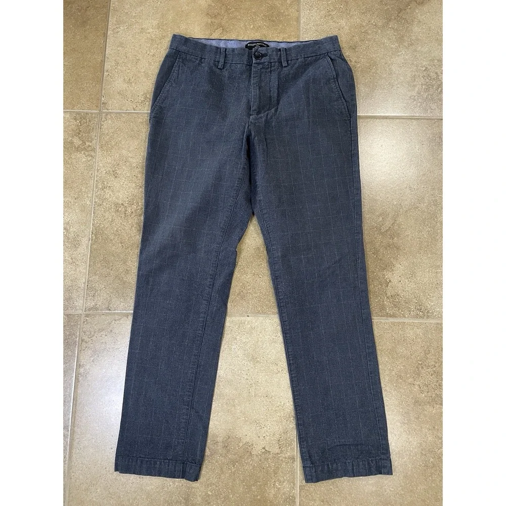 Banana Republic Men's 30x27 Aiden Fit Gray Plaid Dress Pants Flat Front